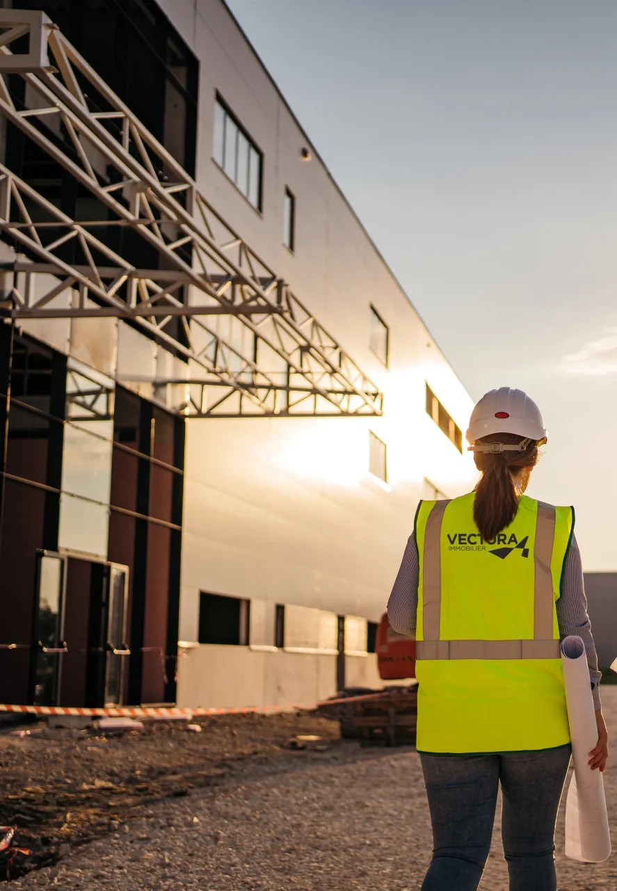 Chef de projet Vectura Immobilier supervisant la construction d’un bâtiment d'activités